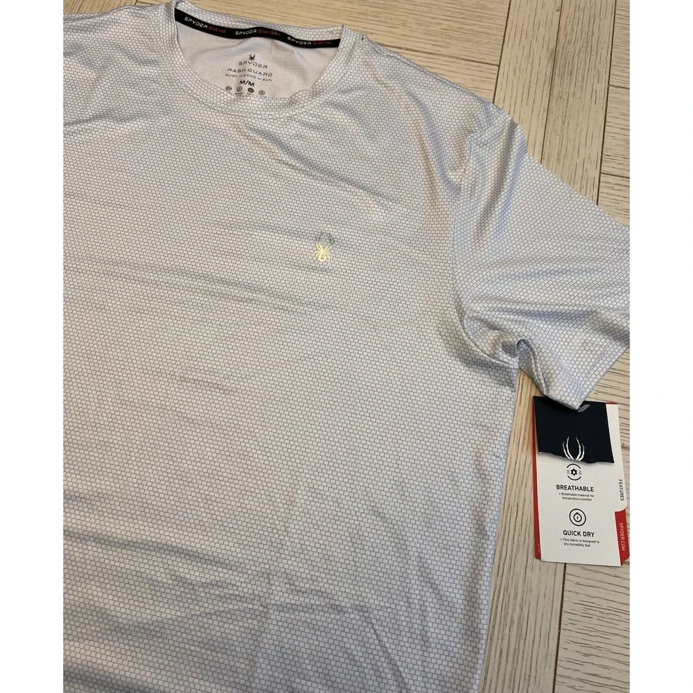 NWT Spyder Swim Men's Breathable, Quick Dry Rash Guard. UPF 30+, White. Sz M‎